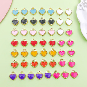 Mix 50 Colorful Heart-Shaped Zinc Alloy Charms For DIY Jewelry Making <b>Bracelets</b> Necklaces Accessories Unisex Fashion Pendants - Product Image 1