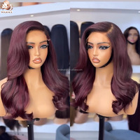Wig Rambut Asli Brasil 99J Burgundy Loose Body Wave Tanpa Lem 5x5 HD Transparent Lace Closure Raw Brazilian Ocean Wave Pre-Plucked