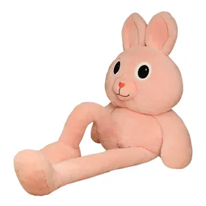 Jouets en peluche de lapin rose pour enfants, longues jambes, peut être tirer, peluche d'oreille, jouet en Animal