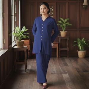 Modest Evening Formal Kebaya Dress Eco-Friendly Geometric <b>Lace</b> Printed Ironless Cey Crepe Direct Kilang Viral Raya 2025 Trend - Product Image 2