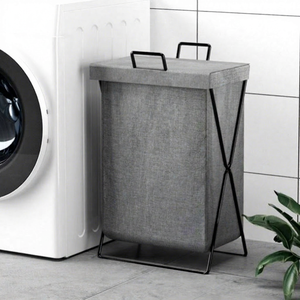 Hua Cheng Modern Design Durable Folding Laundry Basket for Bathroom with Non-Woven Fabric and Storage - Product Image 1