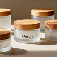 Bouteille cosmétique 5ml 10ml 20ml 30 ml 50ml 100ml 150ml 200ml Bouteille de crème en verre ronde vide avec couvercle étanche dans un pot de crème en bois