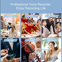 Enregistreur vocal numérique à double micro 2276 heures de lecture audio 3072Kbps HD Magnétophone Fonction musique MP3 2276 heures audio