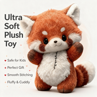 Fabricant de jouets en peluche Panda Rouge personnalisés, vente en gros de poupées en peluche, jouets doux et câlins pour enfants, jouets en peluche mignons et moelleux
