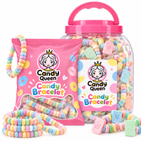 Vente en gros OEM de bonbons personnalisés multicolores en forme de collier et de bracelet, bonbons durs compressés saveur fruitée, étiquette personnalisée, en vrac pour fêtes