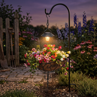 Panier suspendu pour plantes avec éclairage solaire, doublure carrée en fibre de coco, crochet en fer thermolaqué, pour usage quotidien, décoration de jardin et de terrasse