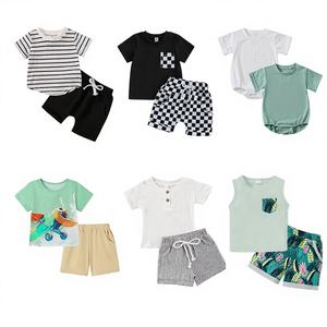 Vêtements d'été unisexes pour enfants en gros, 0-12 ans, ensembles de robes mixtes en pur coton, modèle Guangdong TZ-030, en vrac - Product Image 1