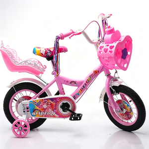 Vélo pour filles de 12/14/16 pouces avec roues d'apprentissage lumineuses, panier en forme de cœur et porte-bouteille pour petites filles - Product Image 3