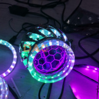 Système d'éclairage automobile DEAO, kit de projecteur bi-xénon 60W, lentille avec revêtement bleu, lentille de type football, double LED Angel Eyes, accessoires de voiture