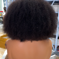 Perruque Bob Courte Afro Frisée Kinky 4C en Cheveux Brésiliens Remy, Sans Colle, Faite à la Machine, Densité 280%, Couleur Naturelle pour Femmes Noires