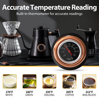 Ketel Teh Elektrik, Ketel Teh Kopi, Termometer, Ketel Gooseneck, Teko Listrik, Hitam Matte, Mendidih Cepat