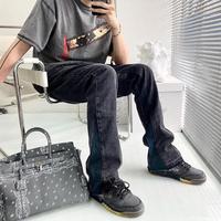 Quần Bò Rách JBeiL Cho Nam, Quần Ống Loe Vải Denim Họa Tiết Đường Phố Kiểu Chắp Vá Thiết Kế Mới Nhất