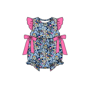 Conjuntos de Ropa para Niños, Pantalones Cortos Casuales con Estampado Floral de Algodón y Spandex, Transpirables para Primavera y Otoño, Romper de Burbujas para Bebé, Ropa a Juego para Hermanas - Product Image 3