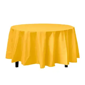 थोक प्रत्यक्ष बिक्री दौर टेबल कपड़ा शादी की पार्टी के लिए त्योहार वातावरण मुद्रित रंगीन पैटर्न प्लास्टिक टेबल कवर