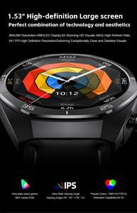 GT97 1.53 polegada AMOLED Relógio Inteligente <span class=keywords><strong>2</strong></span> 1 À Prova D' Água IP67 Fones De Ouvido Sem Fio Monitor Music Player Esportes Smartwatch Dafit - Product Image 3