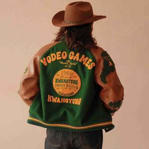 Veste universitaire vintage en laine personnalisée avec patch chenille brodé, style baseball, manches en <span class=keywords><strong>cuir</strong></span>, vente en gros - Product Image 3