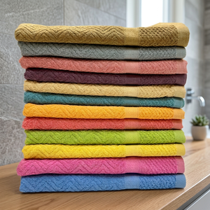 Colorful Embossed Bath <b>Towel</b> <b>Set</b> 100% Cotton Plain Dyed Absorbent <b>Towel</b> 11X11 Inch - Product Image 3