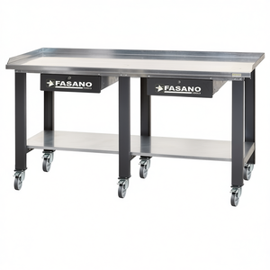 Banco de trabajo Fasano Tools de 72 pulgadas x 30 pulgadas con superficie de acero, cajón y estante, mesa de taller móvil - Product Image 2