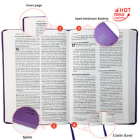 Nouveau produit économique : Impression de livres sur mesure, design personnalisé, gaufrage doux en PU violet, Biblia Reina Valera 1960, Bible portugaise, livres KJV