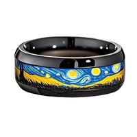 En stock, bijoux HELE, plaqué platine, certifié, style chinois, 'La Nuit étoilée', anneaux en acier inoxydable tendance pour hommes et femmes