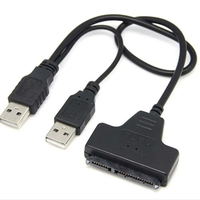 Câble USB 2.0 vers SATA pour SSD/HDD 2,5 pouces avec gaine en PVC tressé, conducteur nickelé, matériau ABS, garantie de 12 mois