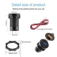 56W PD USB 3-Port Auto-Ladebuchse mit Voltmeter, Ein/Aus-Schalter, 10A Sicherung, Auto Typ-C QC3.0 Schnellladegerät 12V Anschluss