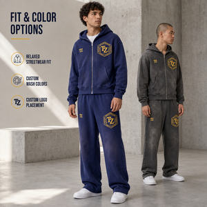 Custom Heavyweight 100% Cotton Hoodie <b>Screen</b> Print Zipper Hoodie Distressed Acid <b>Wash</b> Oversized Sweatsuits Tracksuit - Product Image 2