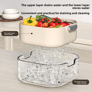 Panier de vidange de fruits ménager épaissi PP Double couche en plastique évier de cuisine <span class=keywords><strong>passoire</strong></span> ensemble poignée pour salon - Product Image 2