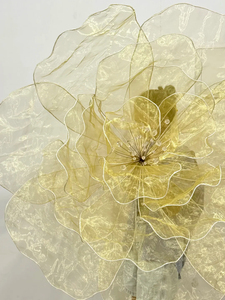 Escultura Floral Gigante de Organza Dorada, Flor de Malla con Pétalos Ondulados Hecha a Mano con Tallo de <span class=keywords><strong>Cristal</strong></span> para Escaparates, Bodas y Fiestas - Product Image 2