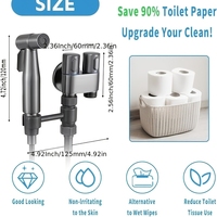 Set Semprotan Bidet Genggam USA untuk Toilet, Kit Shattaf Terpasang di Dinding dengan Selang Spiral Anti Aliran Balik G1/2 Grosir