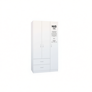 Armadio Rowaton Bianco a 3 Ante e 2 Cassetti, Design Moderno ed Elegante per l'Organizzazione della Casa, Arredamento Camera da Letto - Product Image 1