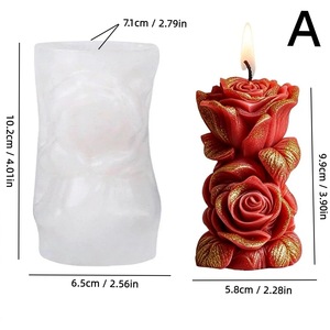 Rose Column Silicone <b>Mold</b> Transparent White Pillar Shape For <b>Candle</b> Making Valentine'S Day Craft <b>Mold</b> High Temperature Resistant - Product Image 4
