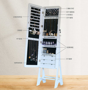Gabinete de almacenamiento de joyas para sala de estar, tocador <span class=keywords><strong>con</strong></span> <span class=keywords><strong>espejo</strong></span> de pie, <span class=keywords><strong>espejo</strong></span> de cuerpo entero, gabinete de almacenamiento de joyas móvil - Product Image 5