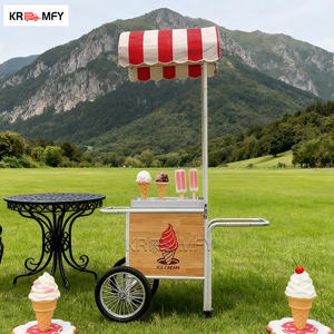 Carrito de Venta Ambulante para Helados y Comida Rápida con Congelador, Construcción Metálica Resistente a la Corrosión, Máquina de Helado Suave para Uso en Exteriores - Product Image 4