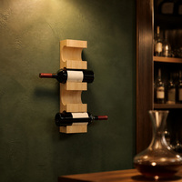 Ventes chaudes - Porte-bouteilles mural en bois massif, porte-bouteilles rustique en bois dur, porte-verres, organisateur de bouteilles de vin