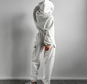 Ensemble de survêtement pour <span class=keywords><strong>femme</strong></span> en coton de haute qualité, personnalisable, comprenant un sweat à capuche et un <span class=keywords><strong>pantalon</strong></span>, couleur unie, coupe ample, pour le <span class=keywords><strong>jogging</strong></span>, haut long - Product Image 5