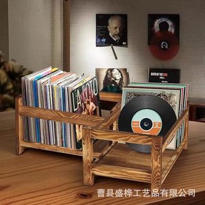 Wooden Vinyl <b>Record</b> And Cd Storage <b>Rack</b> For Office Study Display Multipurpose Portable With One Layer Design - Product Image 1