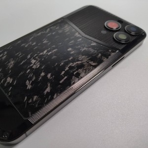 Carcasa de Lujo con Marco de <span class=keywords><strong>Fibra</strong></span> de Carbono Forjada para iPhone 14 Pro Max, Textura Electrochapada Negra, Funda para Teléfono Móvil - Product Image 6
