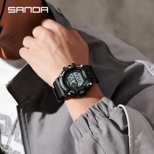 SANDA 326 Nouvelle Arrivée Montre-bracelet pour Homme, Mouvement Numérique Électronique, Affichage LED Lumineux, Montre de Sport Extérieure Étanche - Product Image 4
