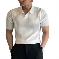 Kaos Polo Pria Bergaris _ Kaos polo slim fit untuk pemakaian kasual Kaos Rajut Bergaris Atasan Pria katun premium kaos polo pria koleksi baru