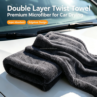 Serviette de séchage de voiture en microfibre 1200 GSM OEM/ODM, sans ourlet, grande taille, plus douce, pour lavage automobile