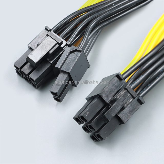 SCONDAR 6 Pin to Dual 6+2 Pin PCIe GPU Power Cable 80cm 18AWG Tinned Copper Server PSU to Graphics Card Adapter