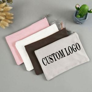 Wholesale Custom Printed Logo Reusable Canvas Cotton Makeup Cosmetic <b>Bags</b> Blank Plain for <b>Toiletry</b> Pouch Zipper Closure Letter - Product Image 3