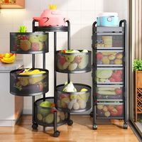 Chariot de cuisine rotatif à plusieurs niveaux pour légumes, étagère d'angle, panier de rangement pour légumes