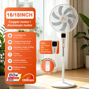 Ventilateur sur pied haute performance de 16 pouces avec télécommande, grille en maille, certifié CE/CB/ROHS, prix de gros - Product Image 1