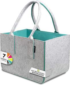 Sac de rangement en feutre polyester 30L avec logo personnalisé, deux poignées, fermeture ouverte, pour les courses quotidiennes, couleur personnalisée - Product Image 4