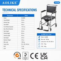 Chaise de toilette pliante en acier avec accoudoirs rabattables pour centre de réadaptation et soins à domicile, certifiée CE