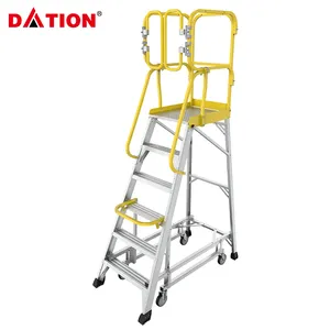 Magazijnwerkplatform Ladder Te Koop Met Wielen Beweegbare Telescopische Veilige En Handige Aluminium Ladder