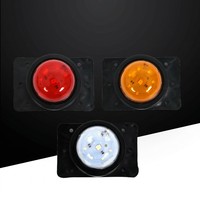 Feu de position latéral LED rond avec patin de fixation en caoutchouc, lentille diamantée, rouge, ambre, blanc, 12V 24V, pour camion, remorque, fourgonnette, poids lourd, étanche
