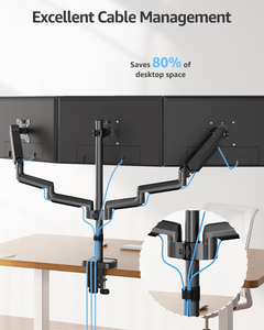 Support de bureau pour 3 moniteurs, bras triple pour ordinateur avec ressort à gaz, jusqu'à 27 pouces - Product Image 5